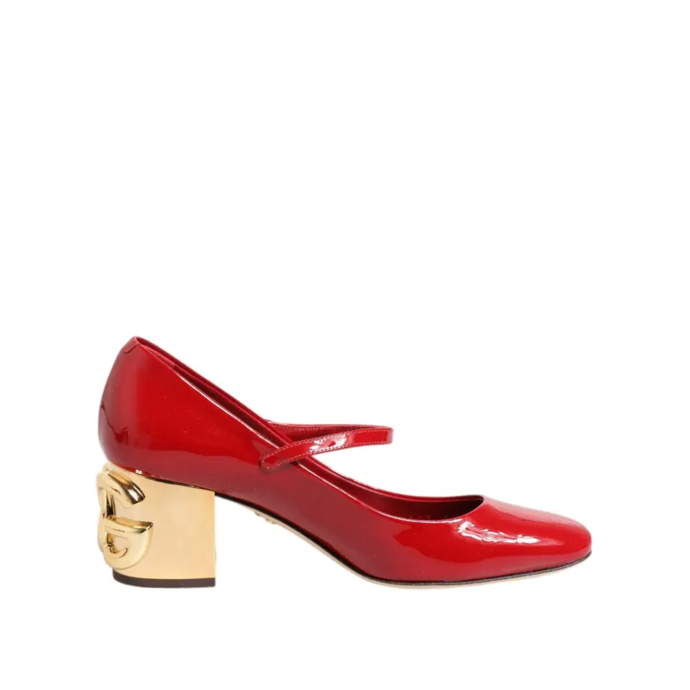 Dolce & Gabbana Rote Leder DG Logo Absätze Sandalen Schuhe - EU35.5/US5