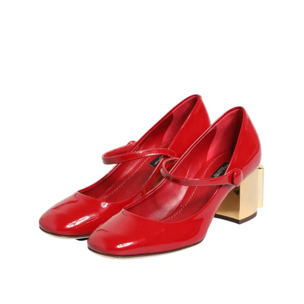 Dolce & Gabbana Rote Leder DG Logo Absätze Sandalen Schuhe - EU35.5/US5