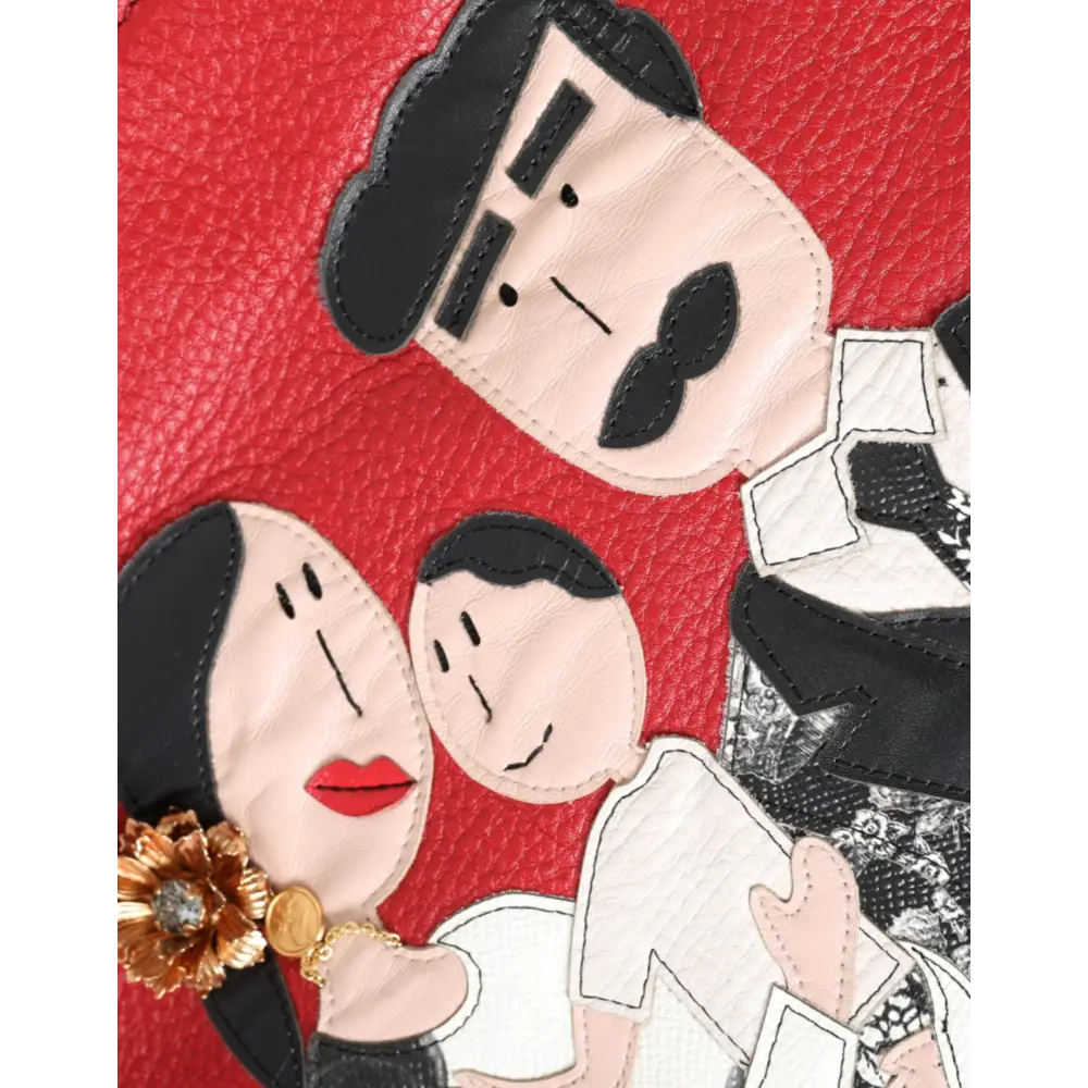 Dolce & Gabbana Rote Leder #DGFamily Patch Einkaufstasche