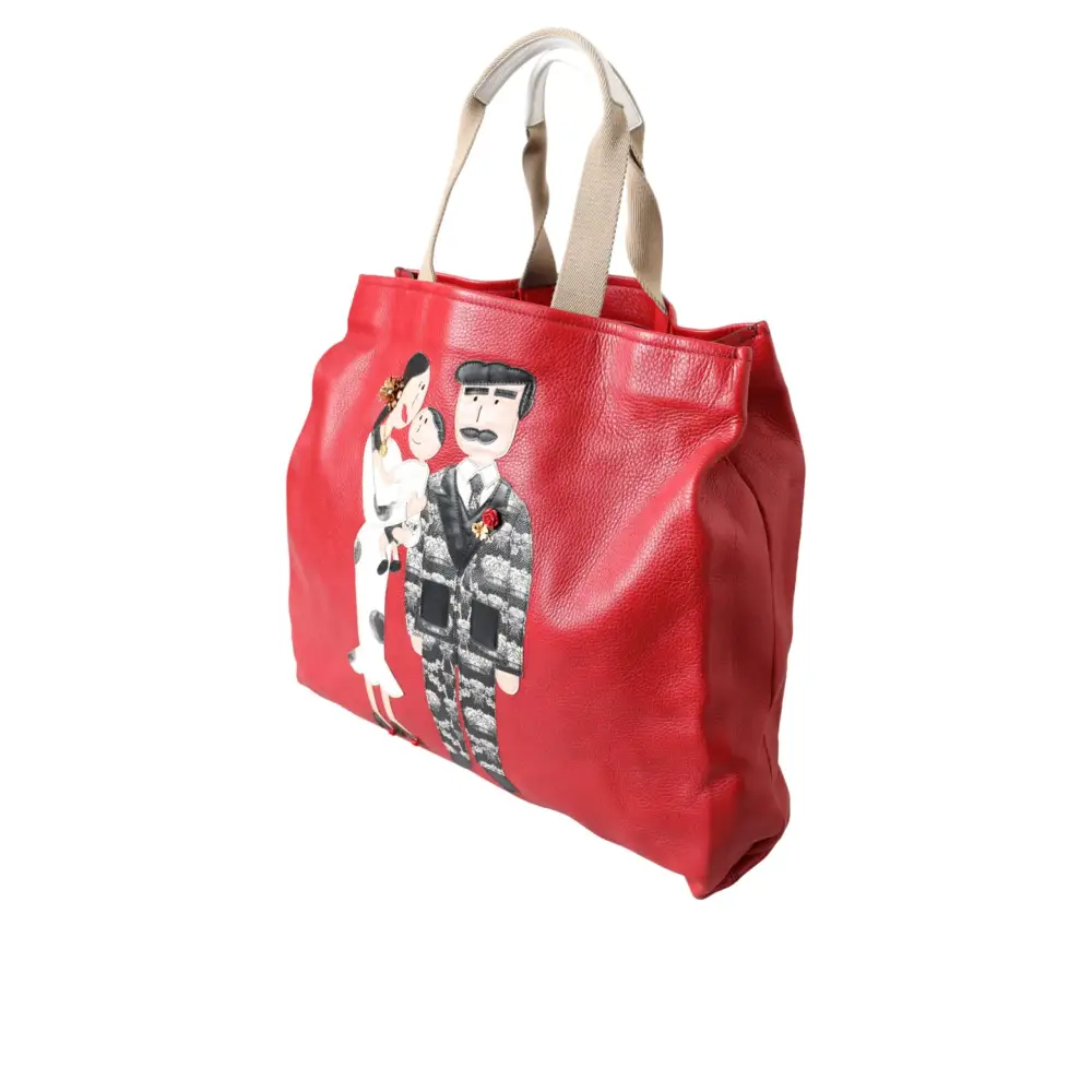 Dolce & Gabbana Rote Leder #DGFamily Patch Einkaufstasche