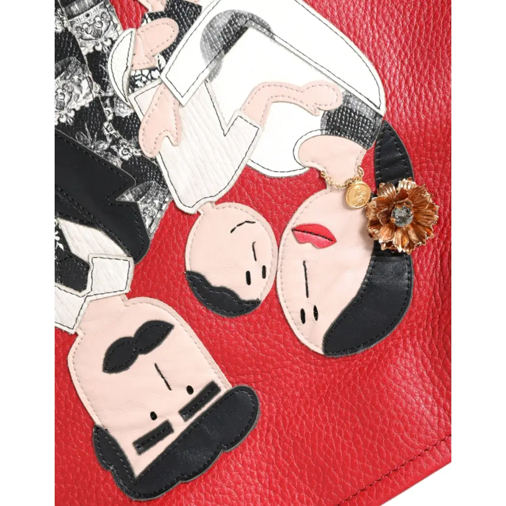 Dolce & Gabbana Rote Leder #DGFamily Patch Einkaufstasche