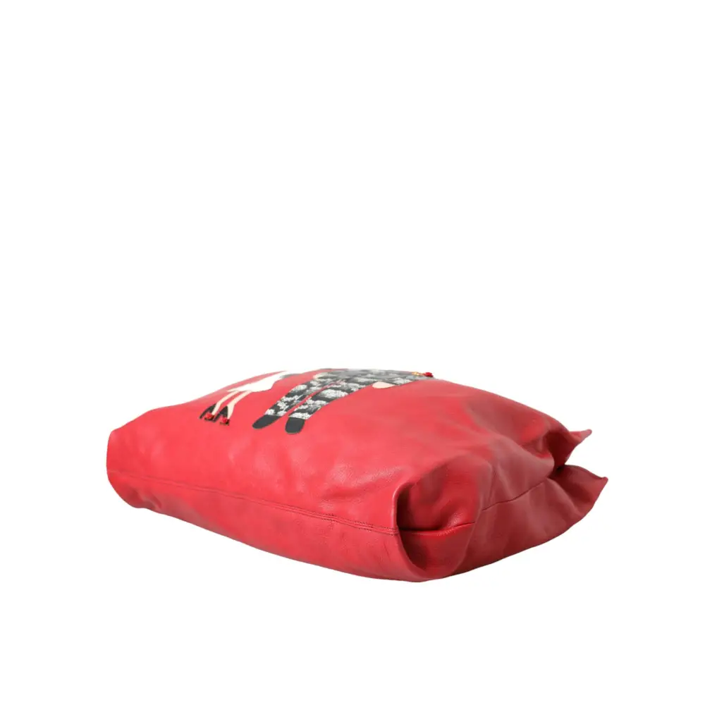 Dolce & Gabbana Rote Leder #DGFamily Patch Einkaufstasche