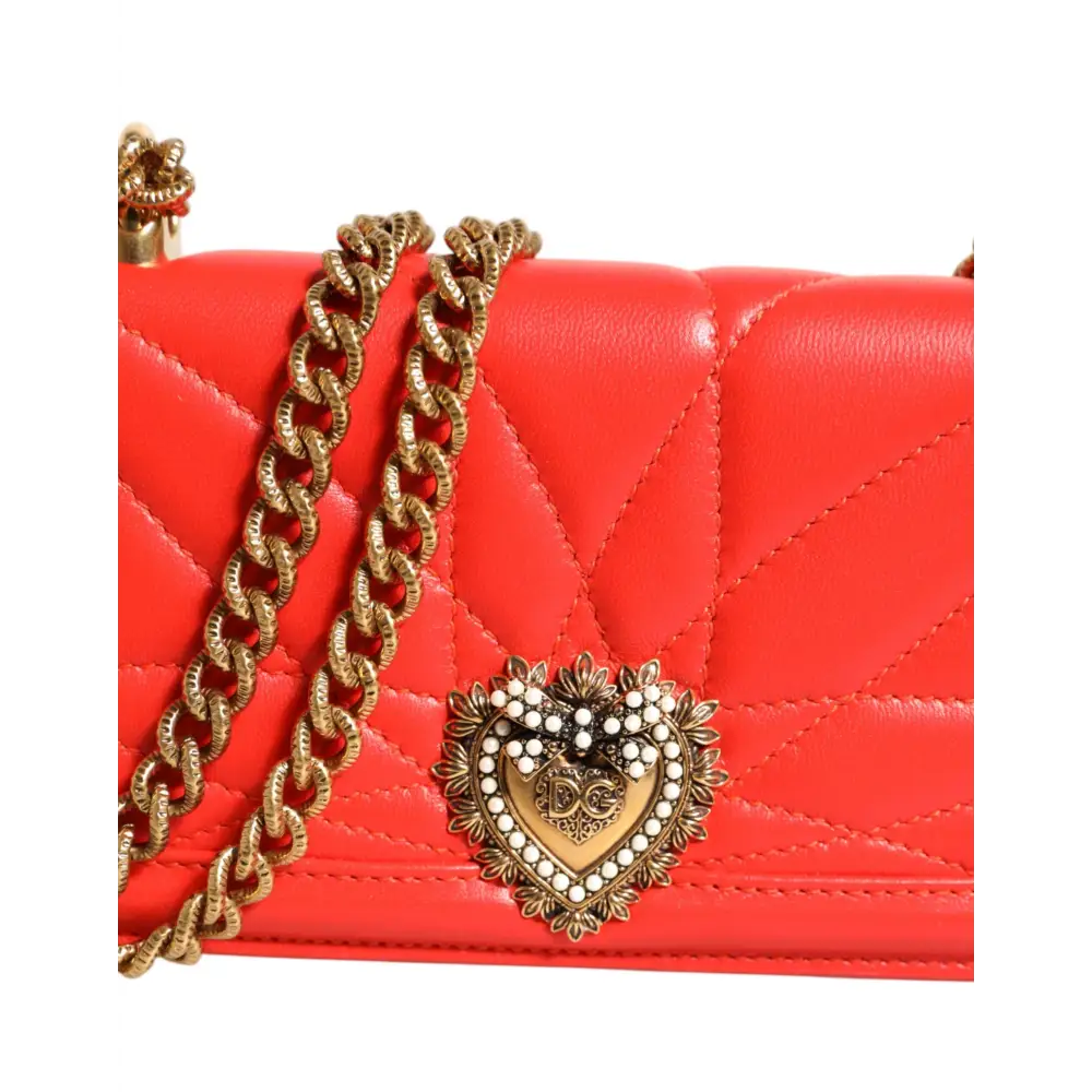 Dolce & Gabbana Rote Leder gesteppte Hingabe Crossbody Handyhülle Tasche