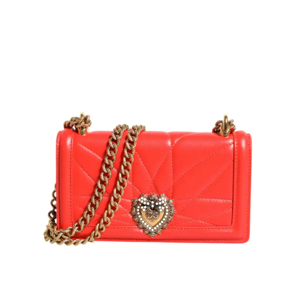 Dolce & Gabbana Rote Leder gesteppte Hingabe Crossbody Handyhülle Tasche