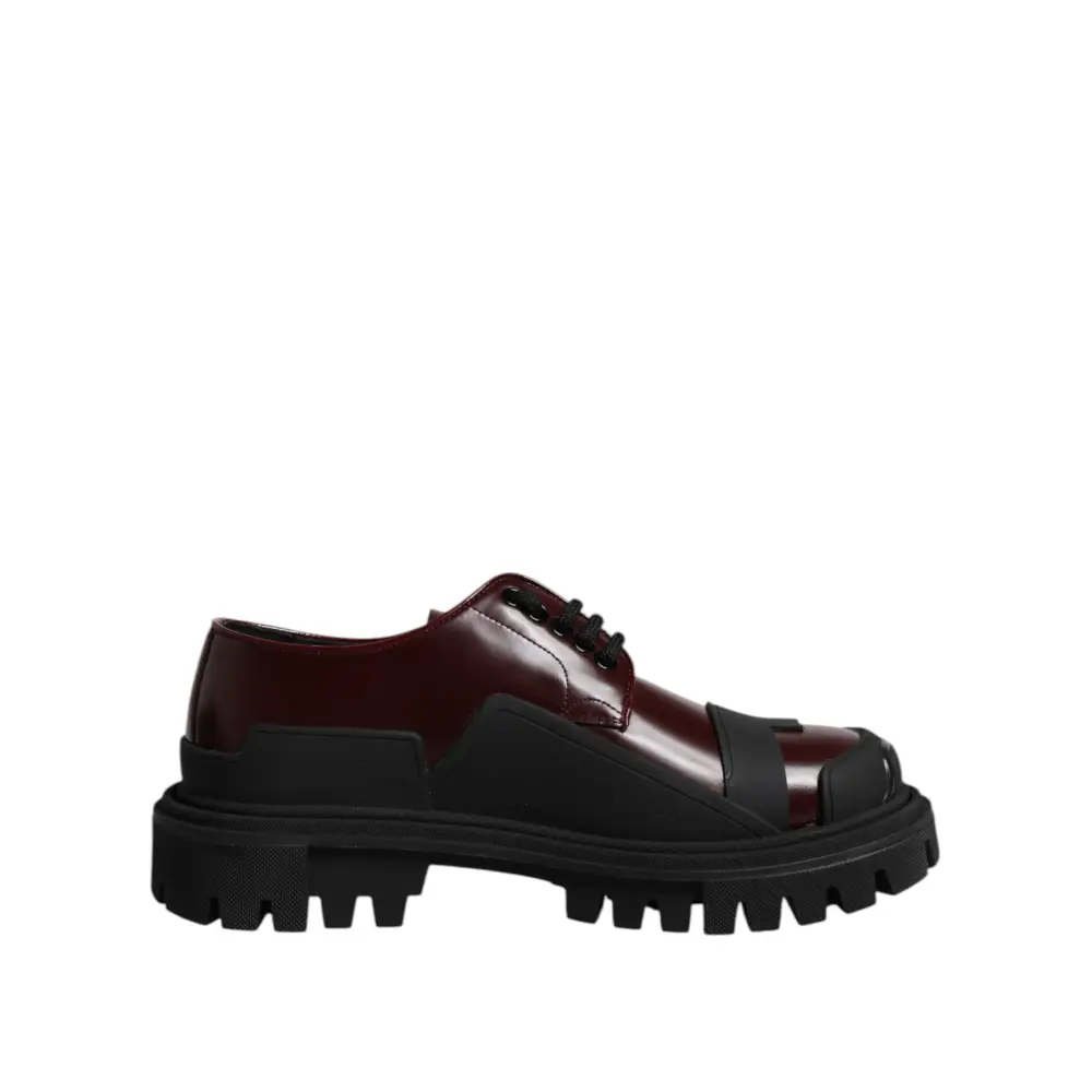 Dolce & Gabbana Rote Leder-Schnürschuhe für Trekking-Anzüge - EU39/US6