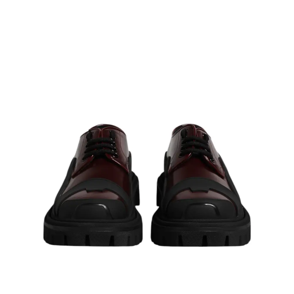 Dolce & Gabbana Rote Leder-Schnürschuhe für Trekking-Anzüge - EU39/US6