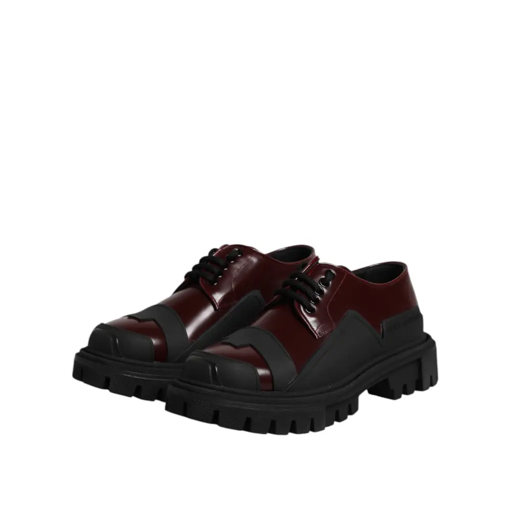 Dolce & Gabbana Rote Leder-Schnürschuhe für Trekking-Anzüge - EU39/US6