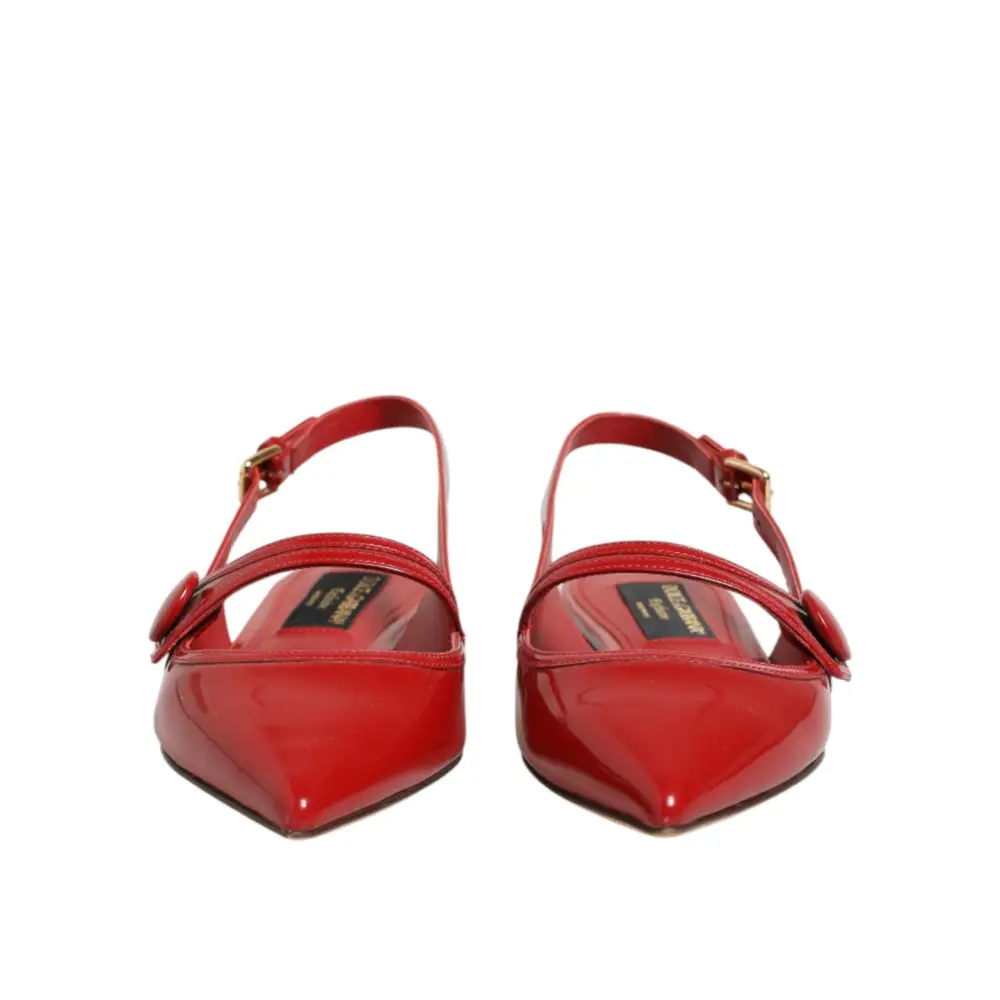 Dolce & Gabbana Rote Leder-Slingback-Ballerinas - EU37/US6.5