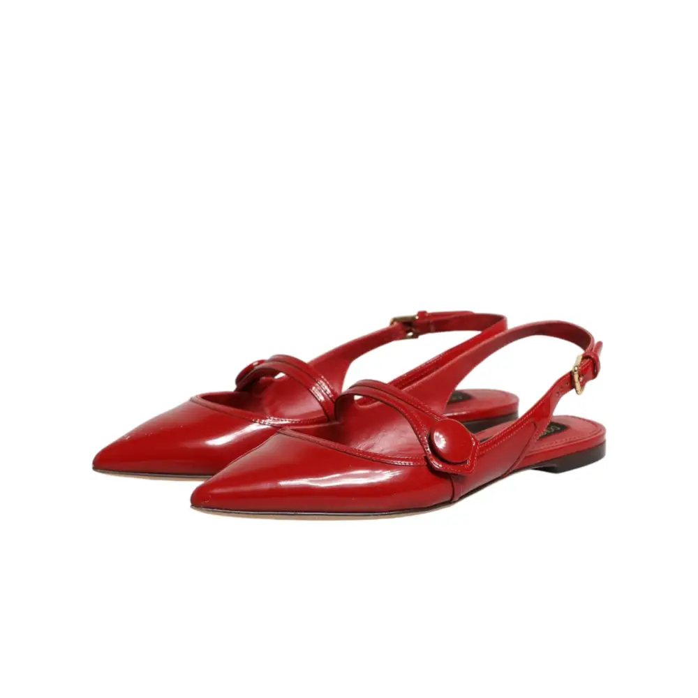 Dolce & Gabbana Rote Leder-Slingback-Ballerinas - EU37/US6.5