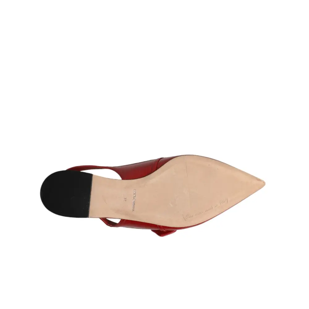 Dolce & Gabbana Rote Leder-Slingback-Ballerinas - EU37/US6.5