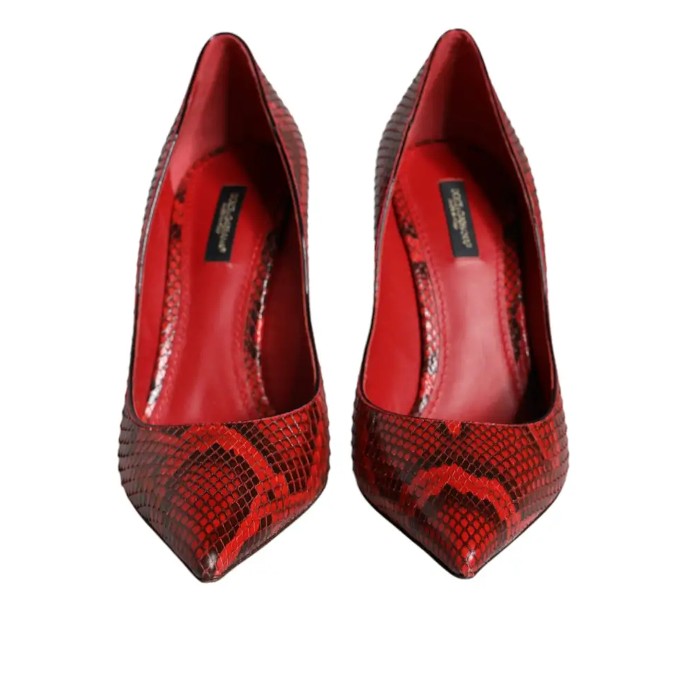 Dolce & Gabbana Rote Leder Stiletto High Heels Pumps Schuhe