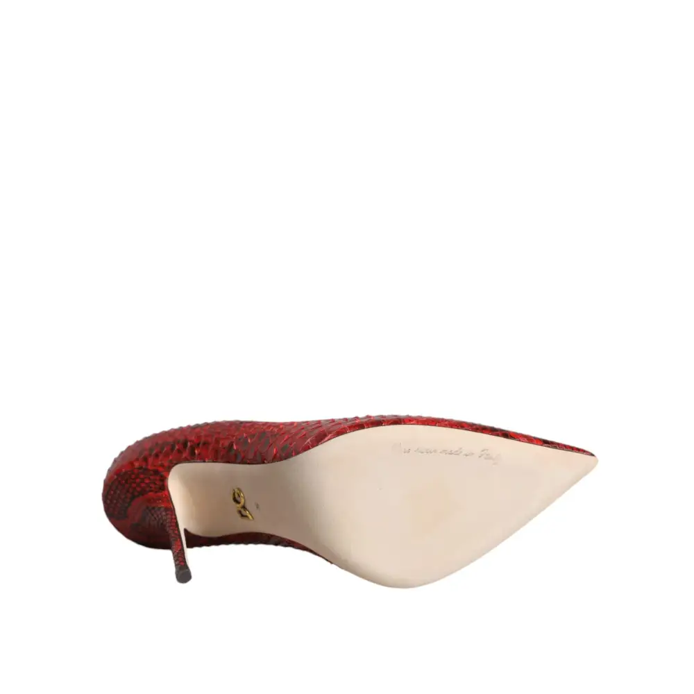 Dolce & Gabbana Rote Leder Stiletto High Heels Pumps Schuhe