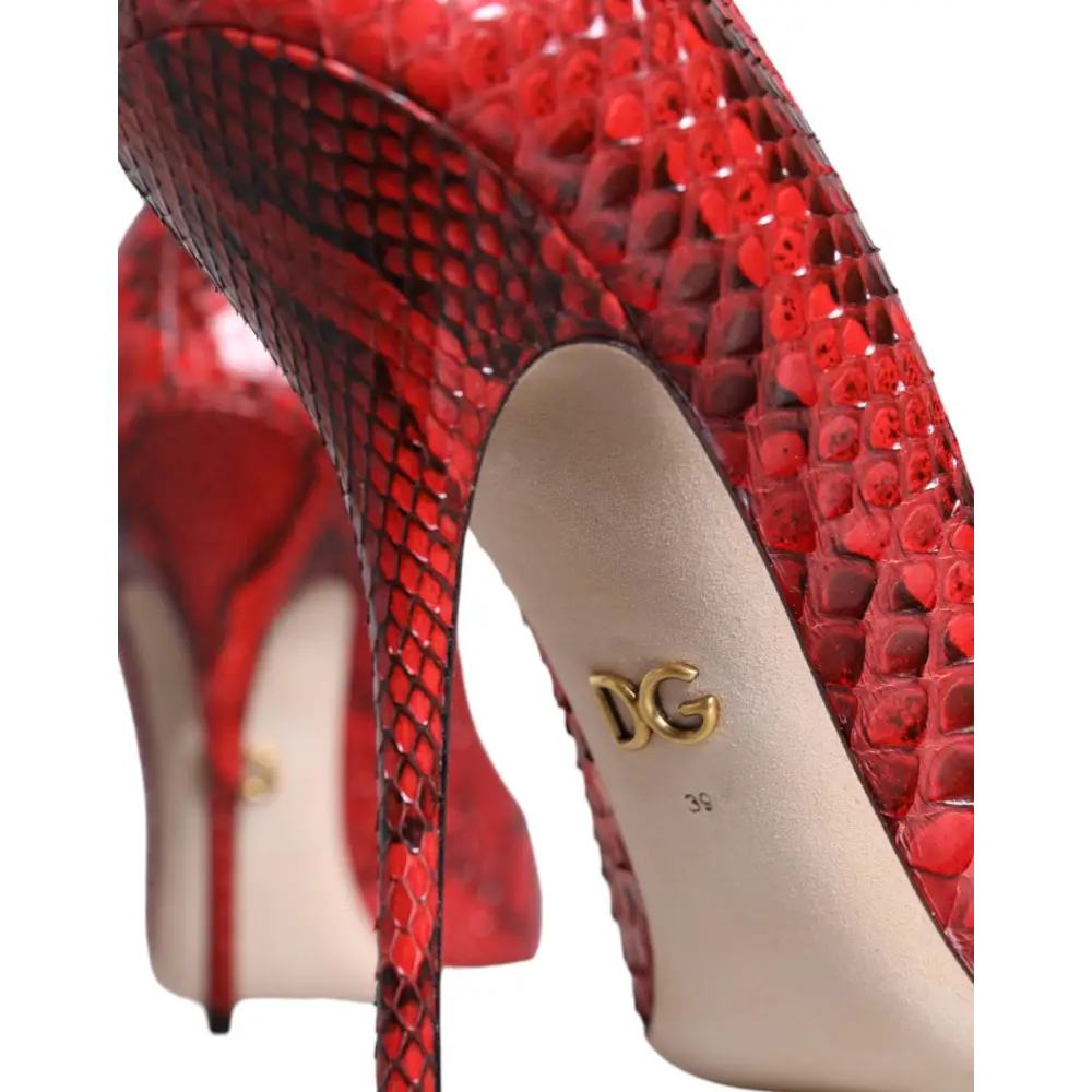 Dolce & Gabbana Rote Leder Stiletto High Heels Pumps Schuhe