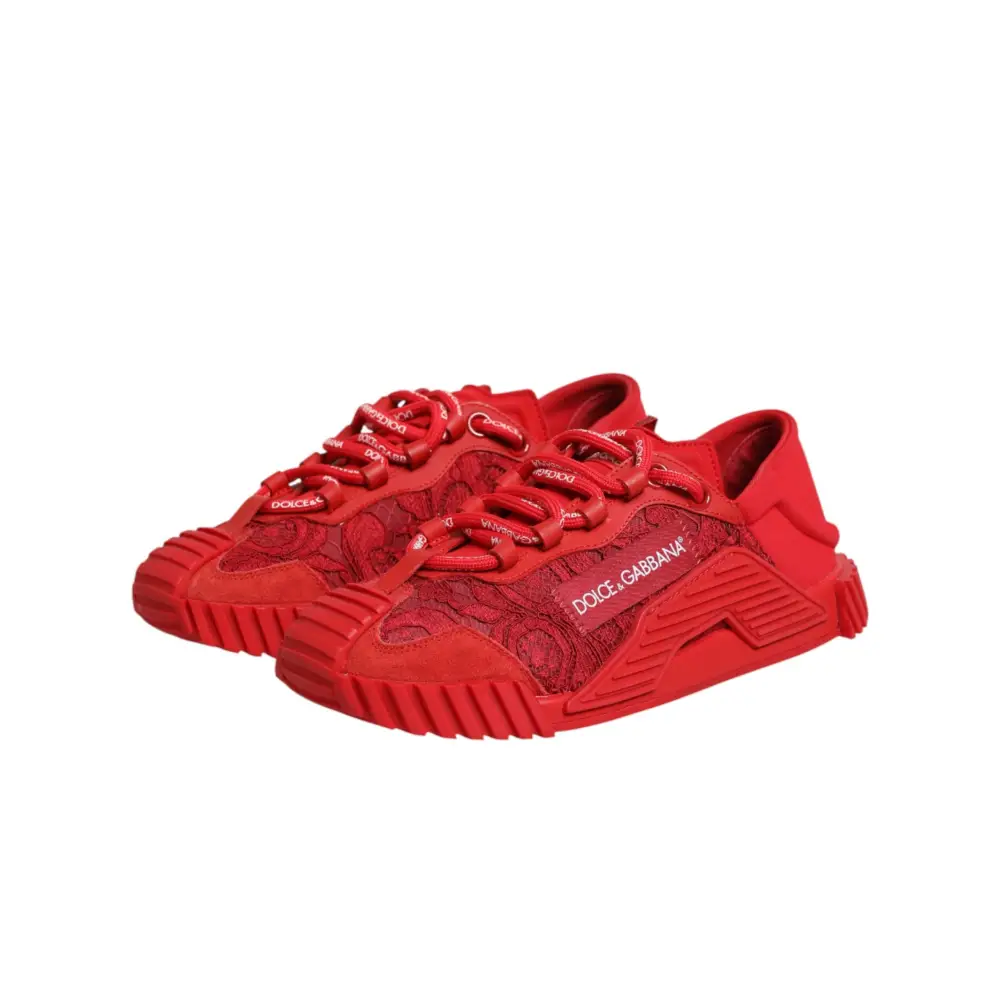 Dolce & Gabbana Rote Logo-Schnürschuhe NS1 Sneakers - EU37.5/US7