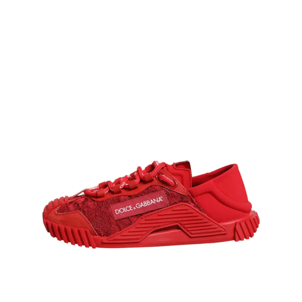 Dolce & Gabbana Rote Logo-Schnürschuhe NS1 Sneakers - EU37.5/US7