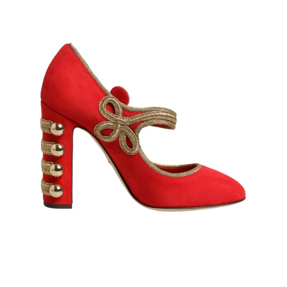 Dolce & Gabbana Rote MARY JANES Pumps mit Verzierungen - EU37/US6.5