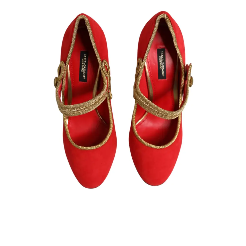 Dolce & Gabbana Rote MARY JANES Pumps mit Verzierungen - EU37/US6.5
