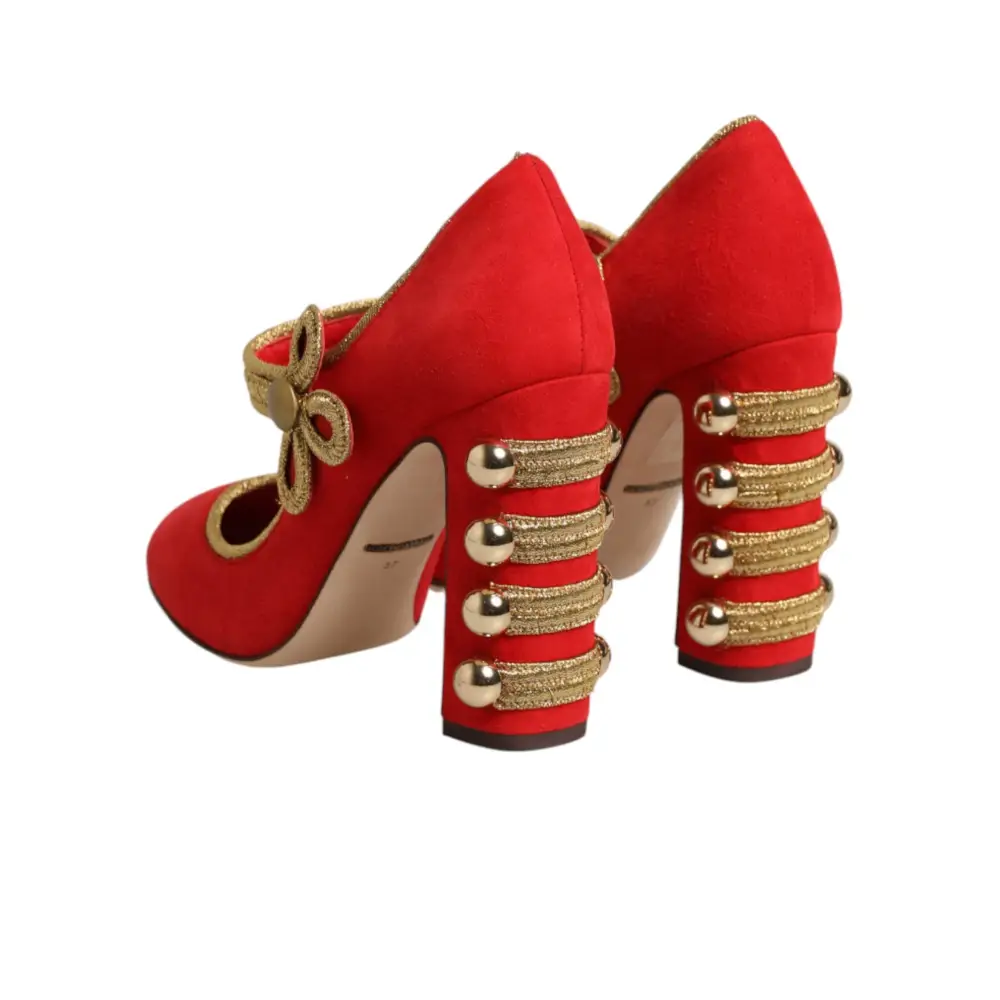 Dolce & Gabbana Rote MARY JANES Pumps mit Verzierungen - EU37/US6.5