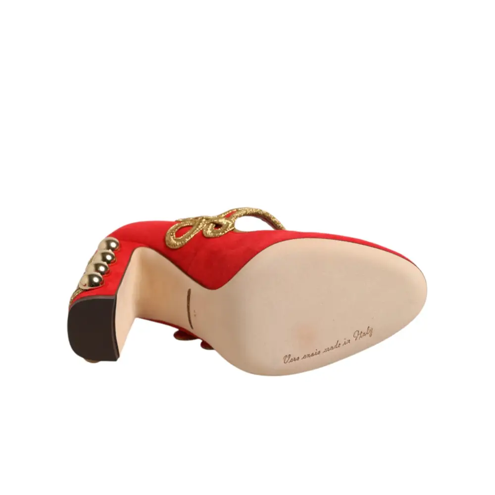 Dolce & Gabbana Rote MARY JANES Pumps mit Verzierungen - EU37/US6.5