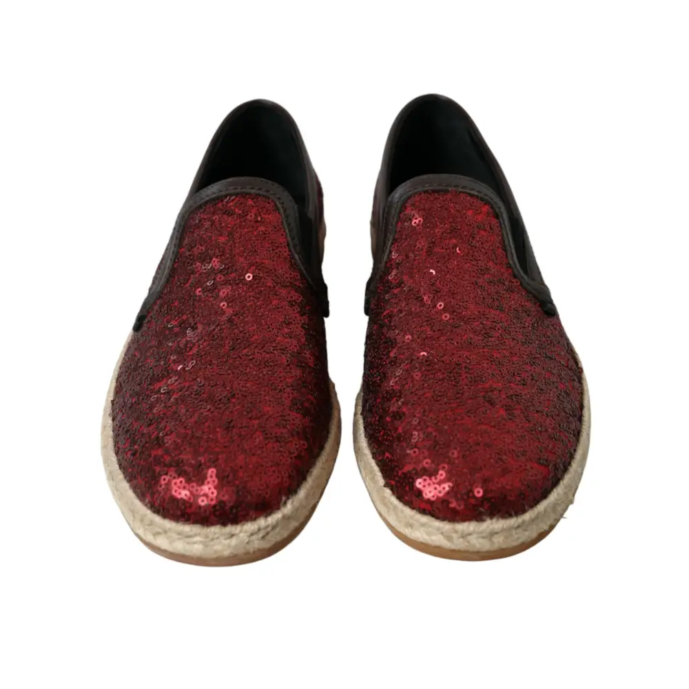 Dolce & Gabbana Rote Pailletten Loafer Hausschuhe Männer Schuhe