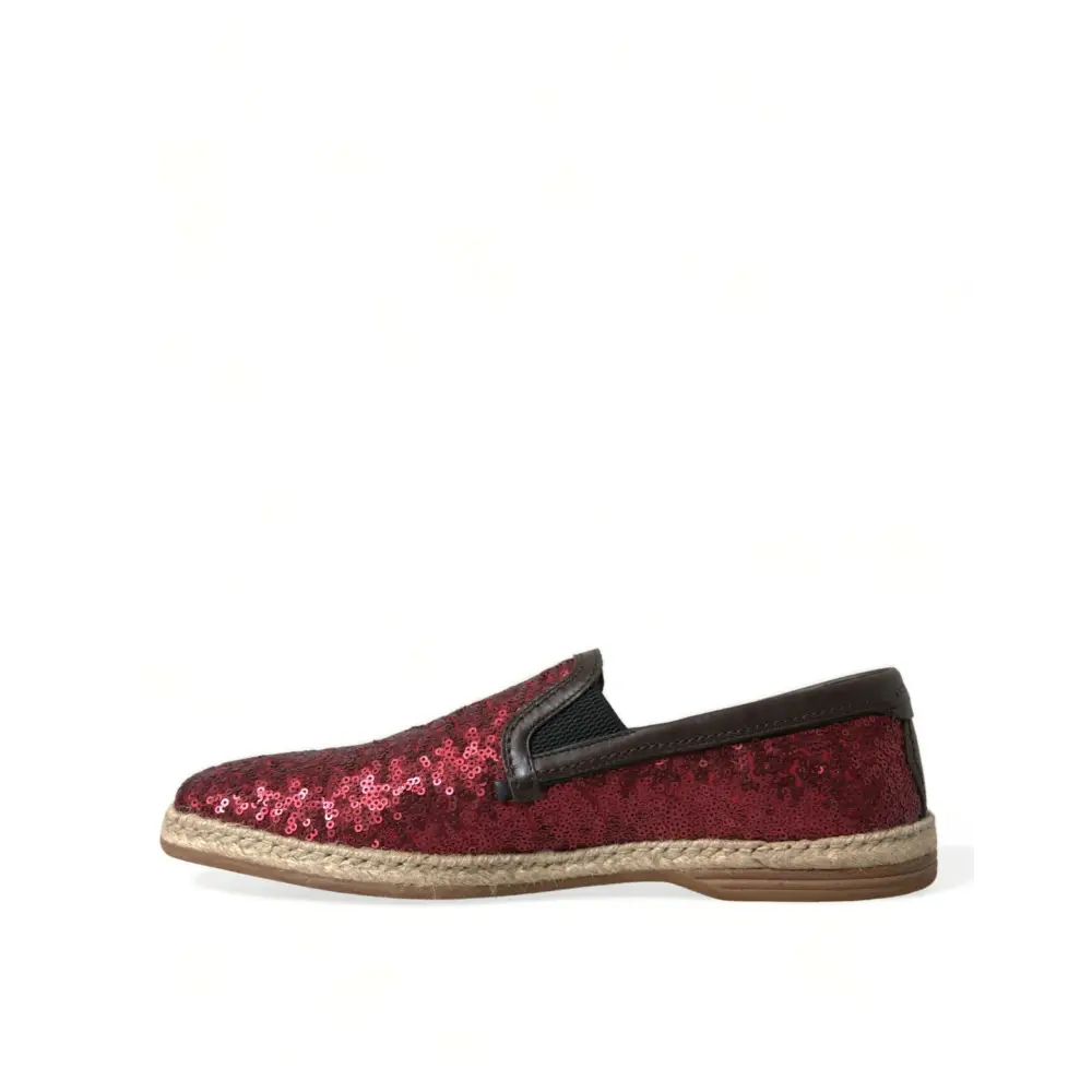 Dolce & Gabbana Rote Pailletten Loafer Hausschuhe Männer Schuhe