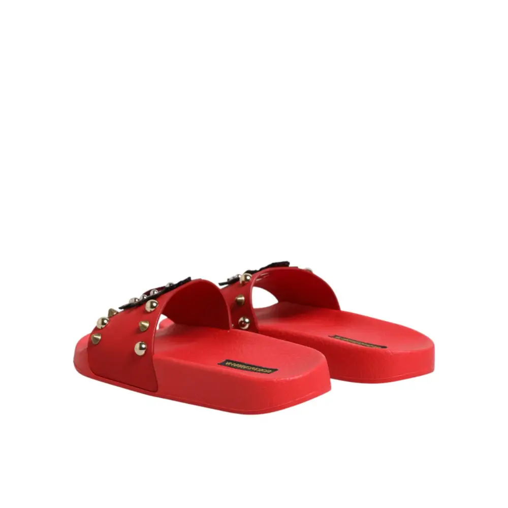 Dolce & Gabbana Rote Slides mit Herz-Applikation Strandschuhe - EU35/US4.5