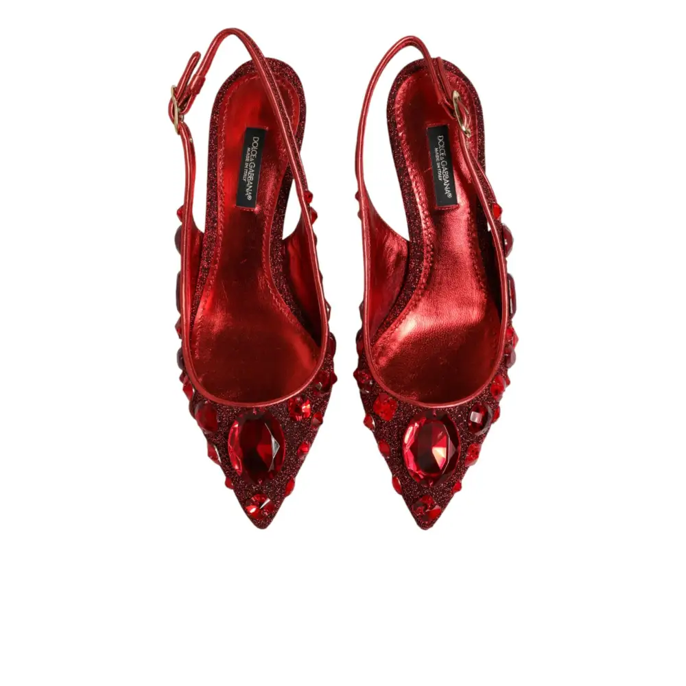 Dolce & Gabbana Rote Slingback-Schuhe mit Kristallverzierung - EU36.5/US6