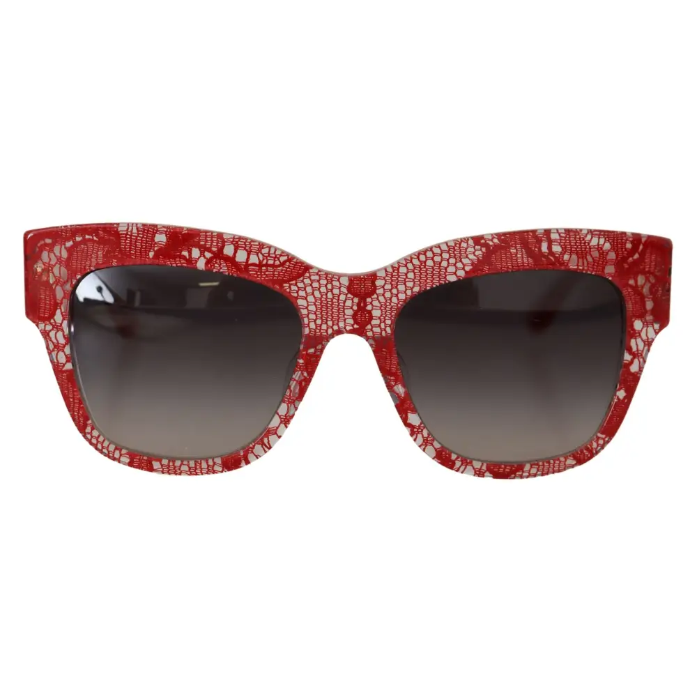 Dolce & Gabbana Rote Sonnenbrille DG4231F Spitze Acetat Rechteck Shades