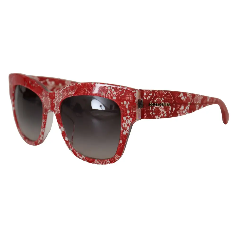 Dolce & Gabbana Rote Sonnenbrille DG4231F Spitze Acetat Rechteck Shades