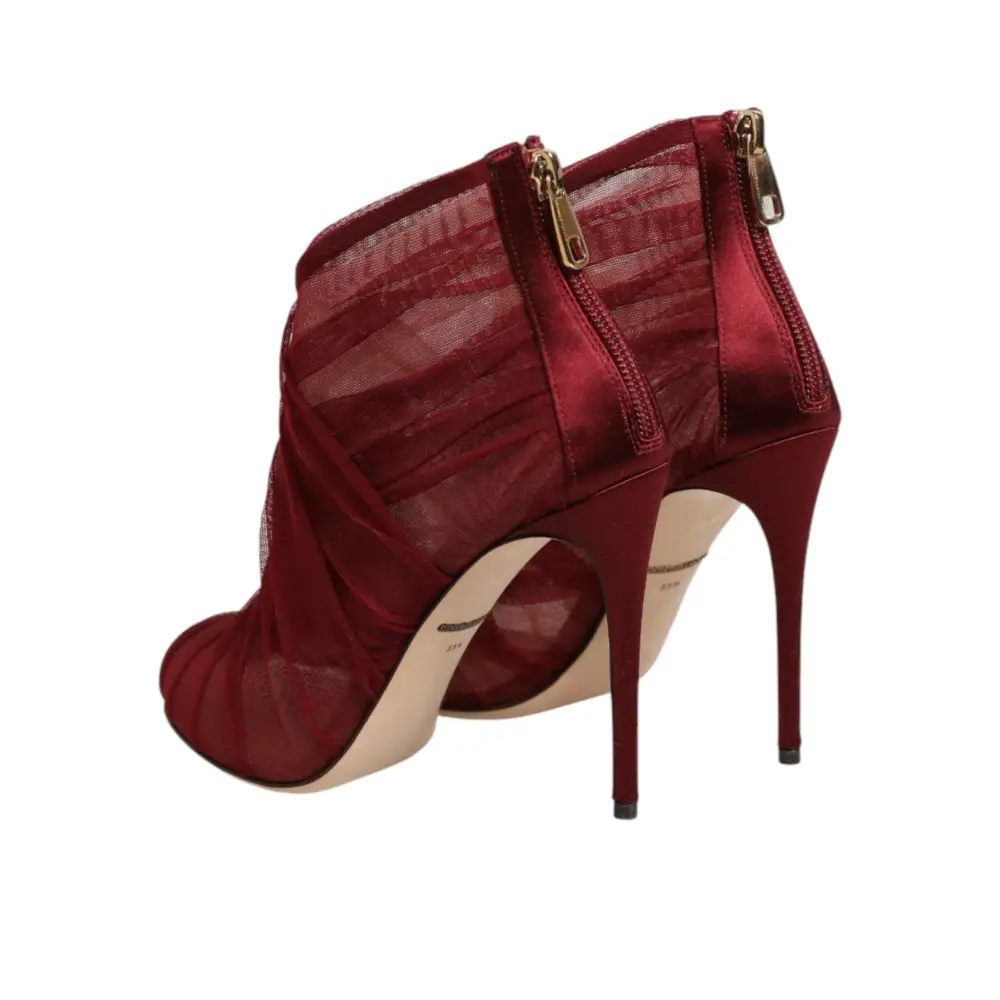 Dolce & Gabbana Rote Stiefelletten aus Tüll mit Stilettoabsatz - EU35.5/US5