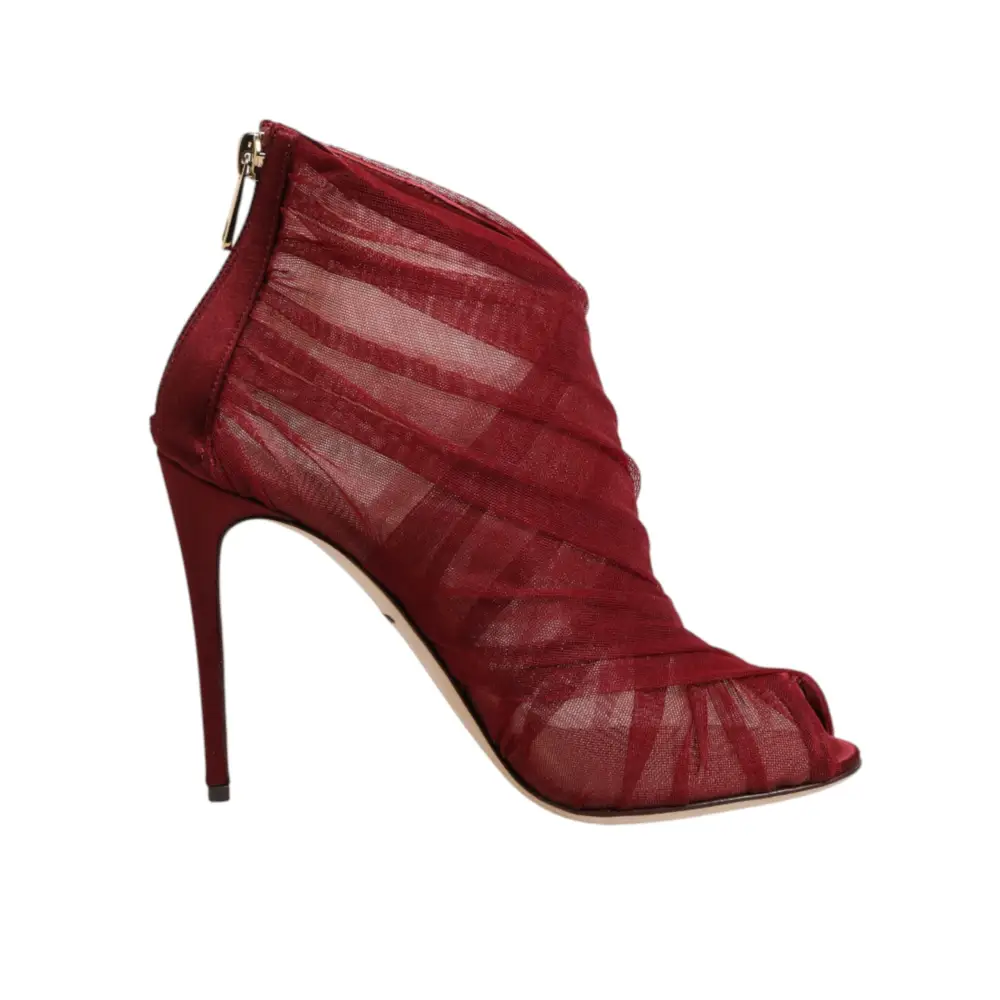 Dolce & Gabbana Rote Stiefelletten aus Tüll mit Stilettoabsatz - EU35.5/US5