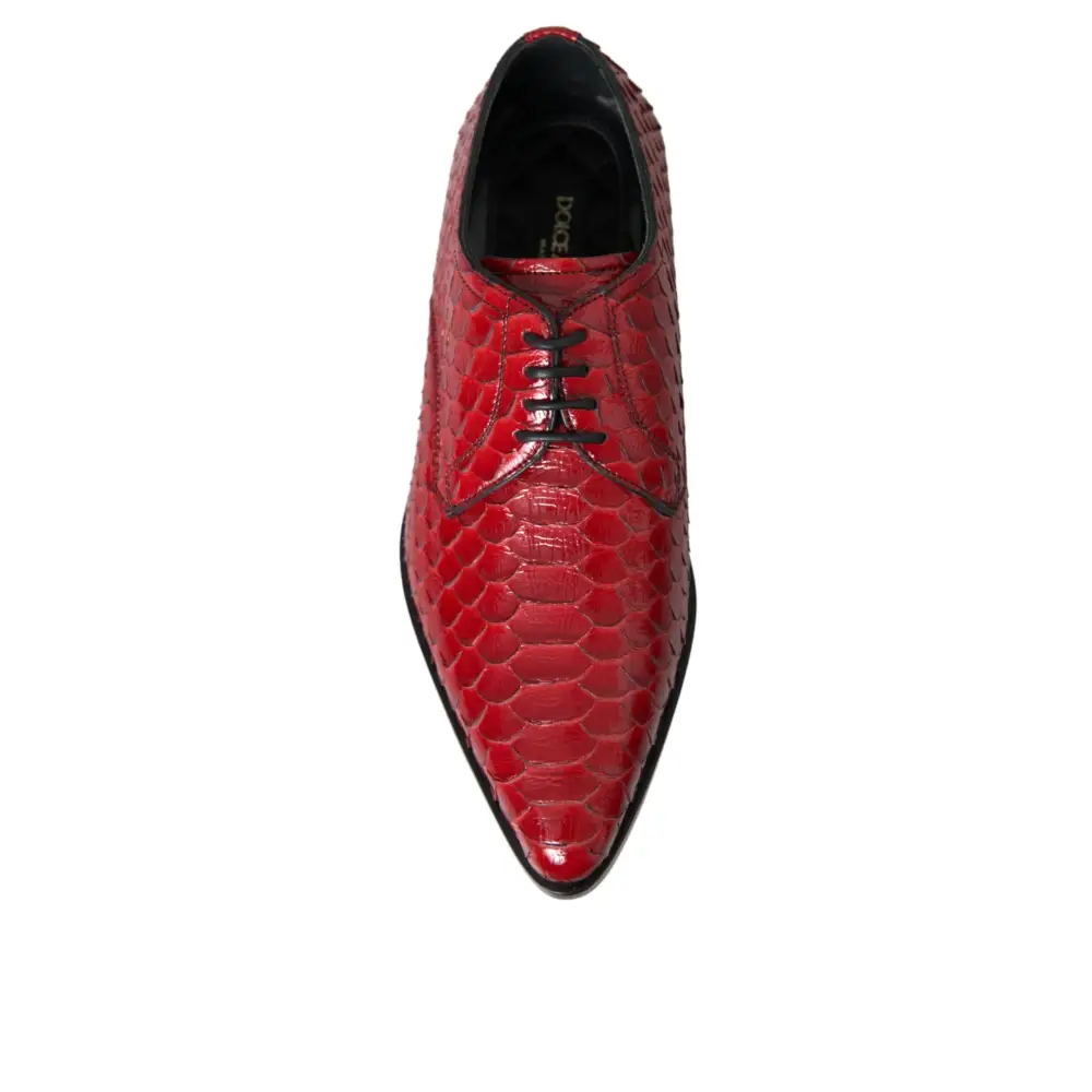 Dolce & Gabbana Rote strukturierte lackierte Derby Männer Formale Schuhe - EU39/US6