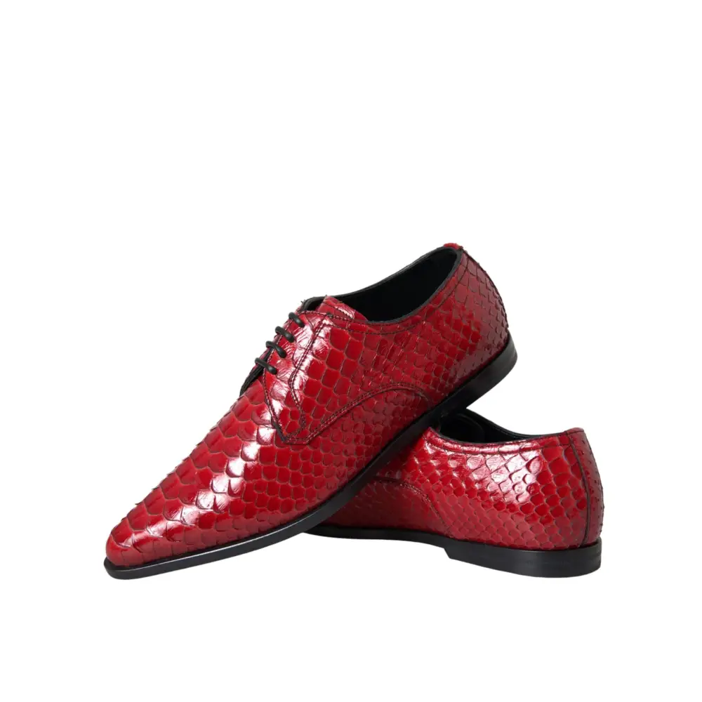 Dolce & Gabbana Rote strukturierte lackierte Derby Männer Formale Schuhe - EU39/US6