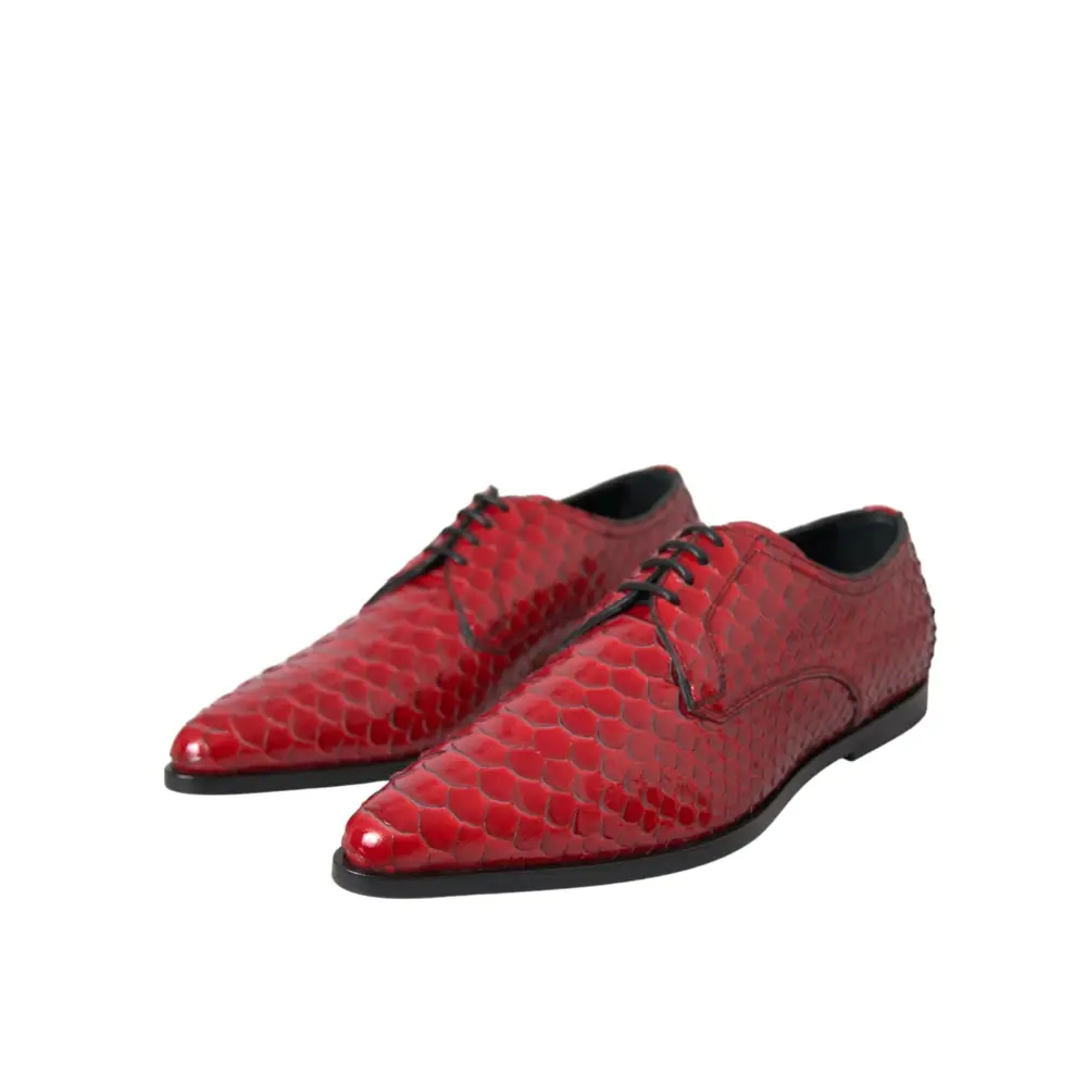 Dolce & Gabbana Rote strukturierte lackierte Derby Männer Formale Schuhe - EU39/US6