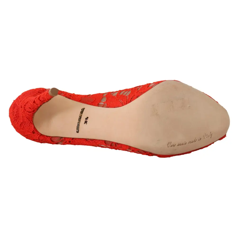 Dolce & Gabbana Rote Taormina Spitze Kristall Heels Pumps - EU35/US4.5