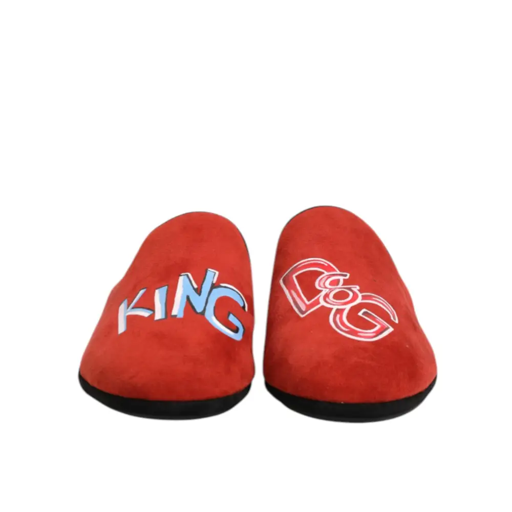 Dolce & Gabbana Rote Wildleder DG King Männer Hausschuhe Schuhe - EU40.5/US7.5
