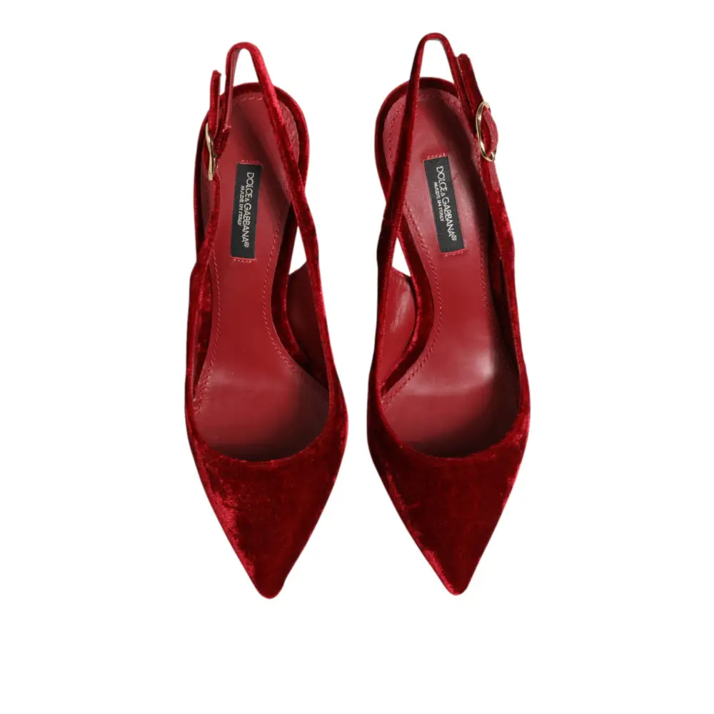 Dolce & Gabbana Rote Wildleder-High-Heel-Slingback-Sandalen - EU36/US5.5