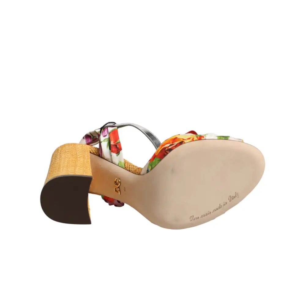 Dolce & Gabbana Sandalen mit floralem Kristallbesatz in Multicolor