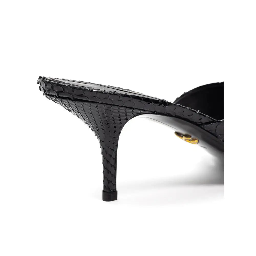 Dolce & Gabbana Sandalen mit Schlangenhaut-Print und Plateauabsatz in Schwarz - EU37.5/US7.5