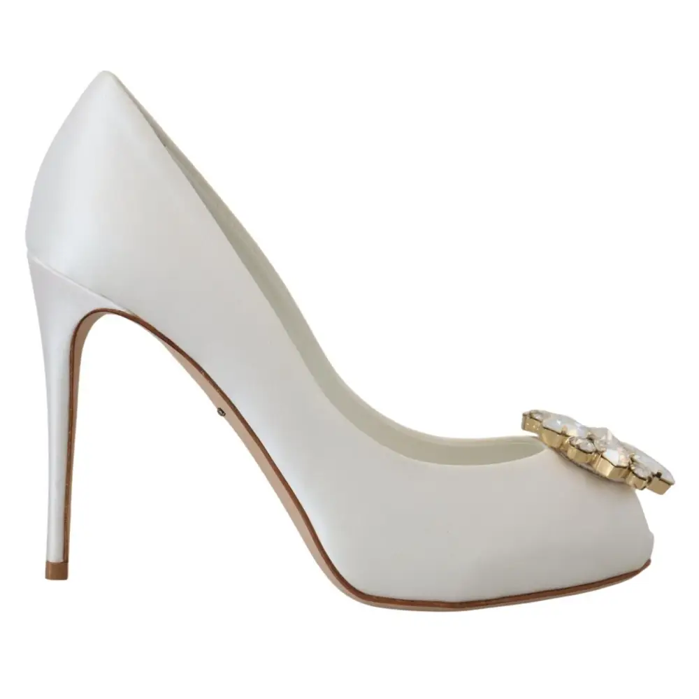 Dolce & Gabbana Satin Pumps mit weißem Kristall-Absatz - EU36/US5.5