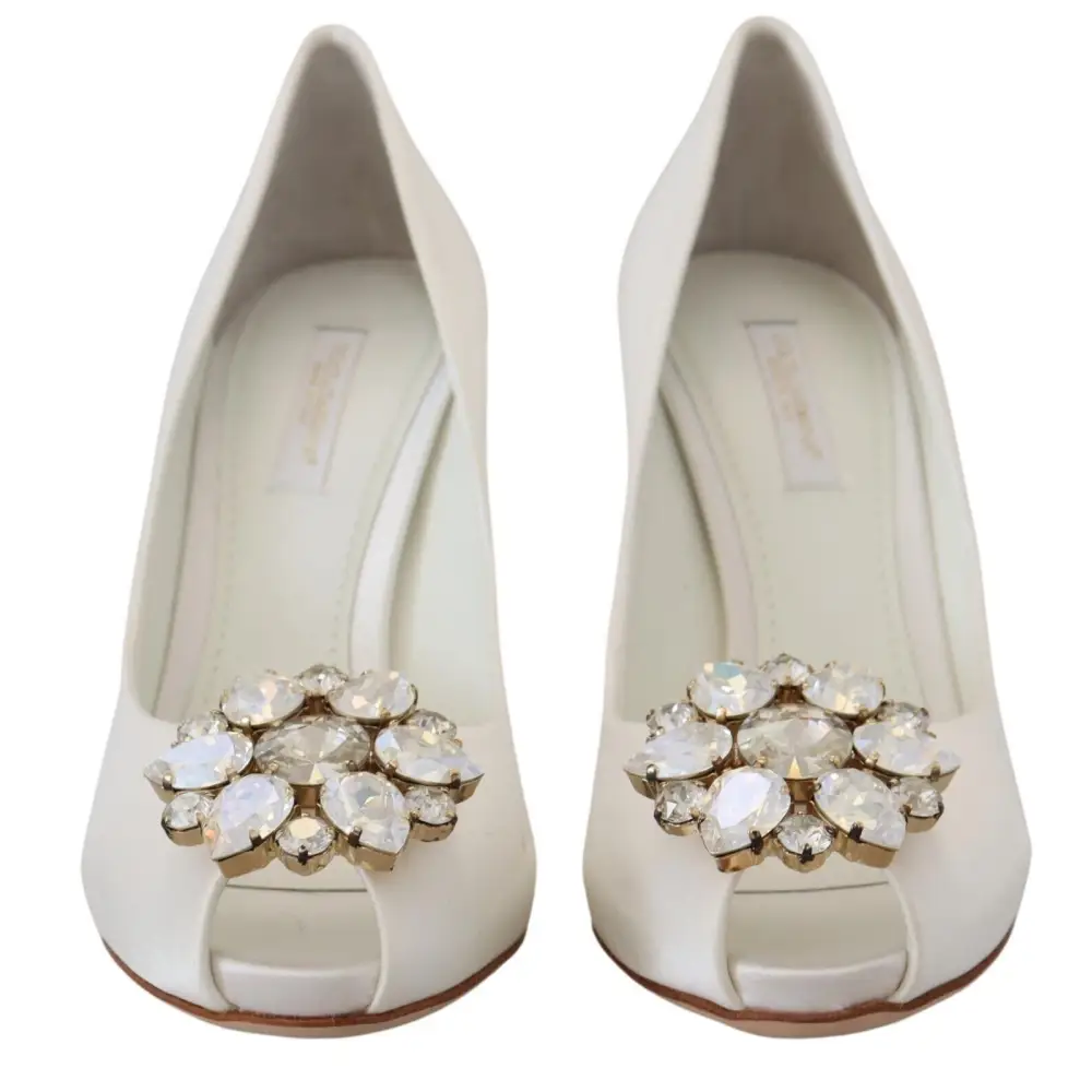 Dolce & Gabbana Satin Pumps mit weißem Kristall-Absatz - EU36/US5.5