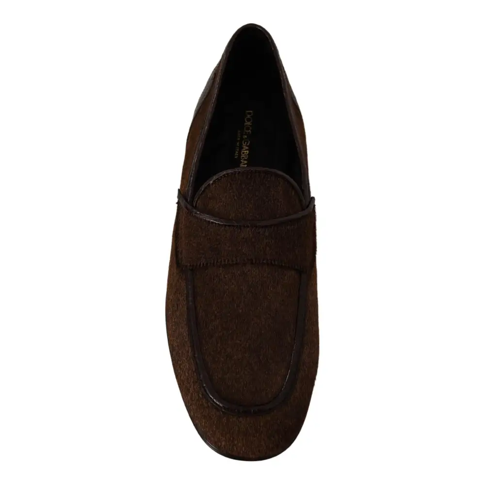Dolce & Gabbana Schuhe Kleid Loafers Braun Leder Slip Schuhe - EU39/US6