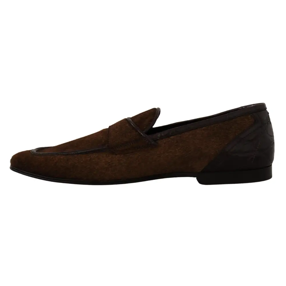 Dolce & Gabbana Schuhe Kleid Loafers Braun Leder Slip Schuhe - EU39/US6