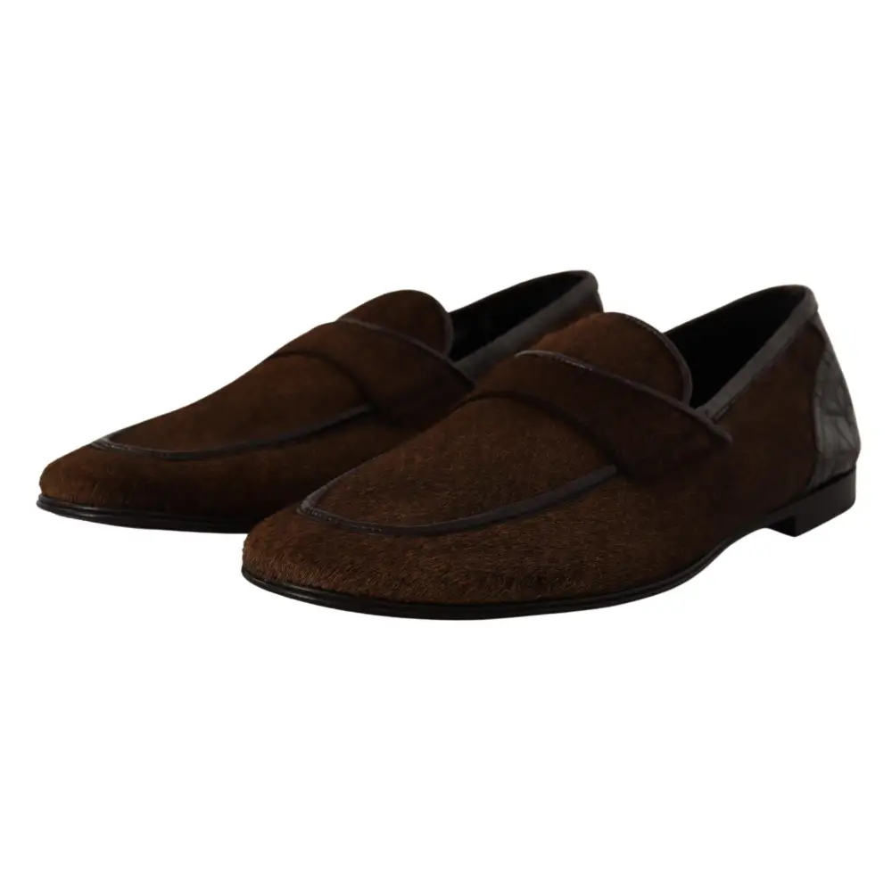 Dolce & Gabbana Schuhe Kleid Loafers Braun Leder Slip Schuhe - EU39/US6