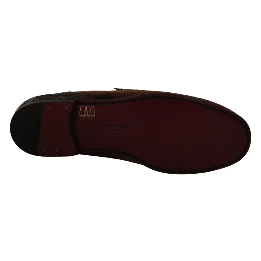 Dolce & Gabbana Schuhe Kleid Loafers Braun Leder Slip Schuhe - EU39/US6