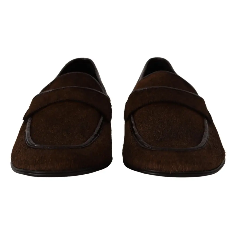 Dolce & Gabbana Schuhe Kleid Loafers Braun Leder Slip Schuhe - EU39/US6