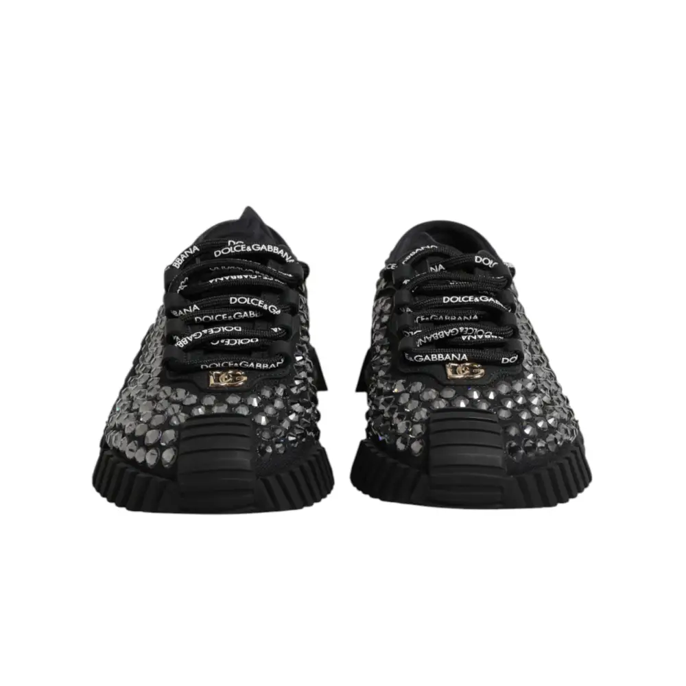 Dolce & Gabbana Schuhe Schwarze Verzierte Low Top NS1 Sneakers - EU36/US5.5