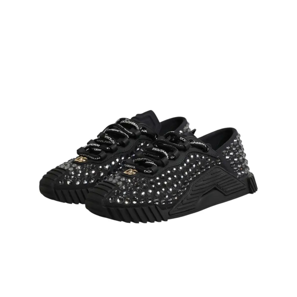 Dolce & Gabbana Schuhe Schwarze Verzierte Low Top NS1 Sneakers - EU36/US5.5