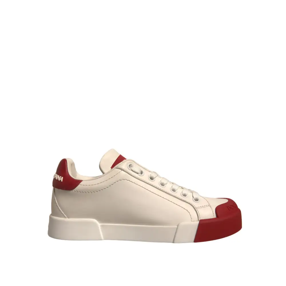 Dolce & Gabbana Schuhe Weiß Leder Logo Portofino Turnschuhe - EU35.5/US5