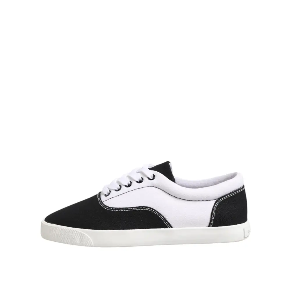 Dolce & Gabbana Schwarz Baumwolle Canvas Lace Up Männer Turnschuhe Schuhe - EU39/US6